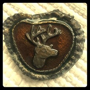 Buck Male Deer 3D Pewter Vintage Belt Buckle